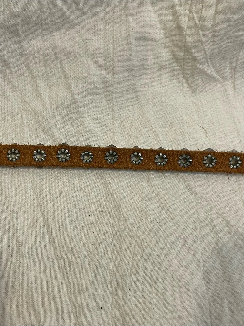 Leather Silver Hexagon Studded Wrap Belt Western Boho Y2K Tan